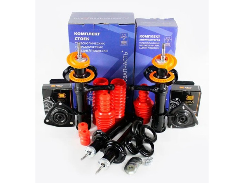 Комплект передних стоек и задних амортизаторов в сборе для 1117, 1118, 1119, 2190, 2191, 2192, 2194 без ЭУР масляные Никон