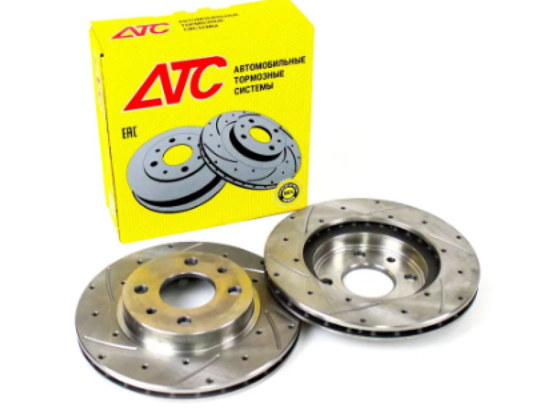 Передние тормозные диски R13 вентилируемые с перфорацией и насечками для 2110-2112, 1117-1119, 2190-2191 АТС-SPORT