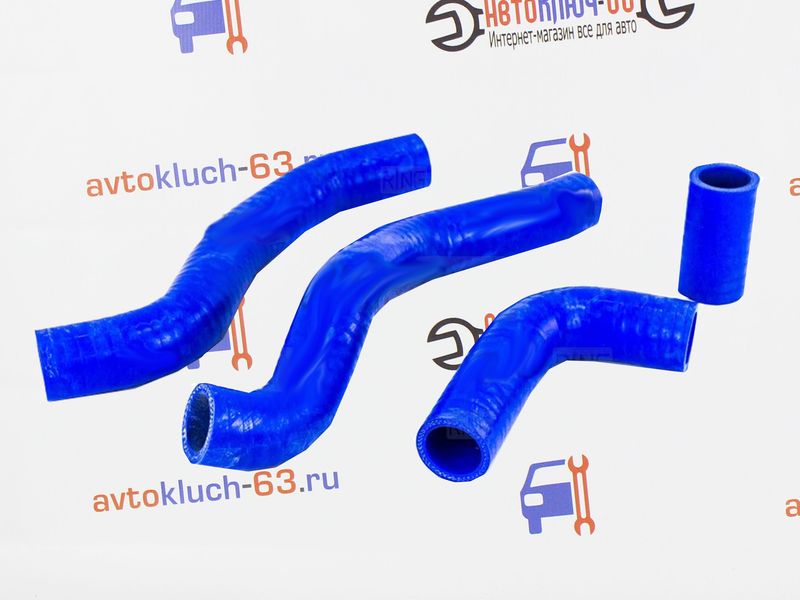 Патрубки радиатора силиконовые синие для инжекторных ВАЗ 2108-21099, 2113-2115
