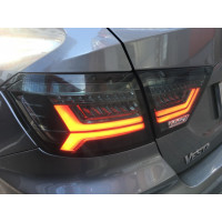 Светодиодные фонари в стиле Audi, серые для Лада Веста с бегающими поворотниками