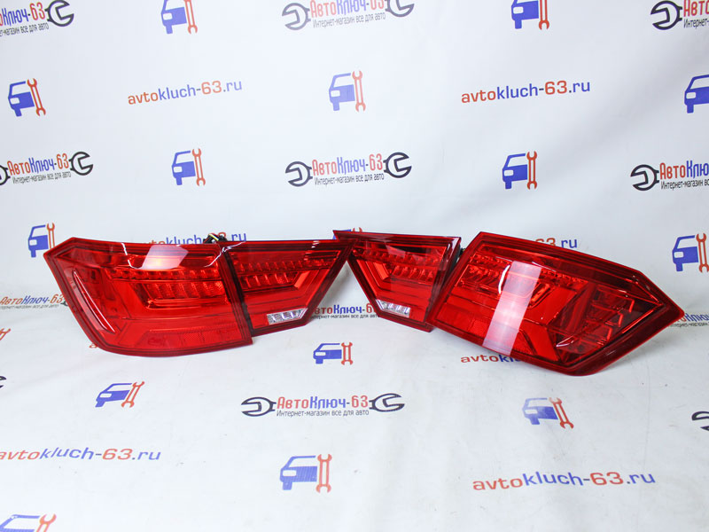 Светодиодные фонари в стиле Audi, красные для Лада Веста с бегающими поворотниками