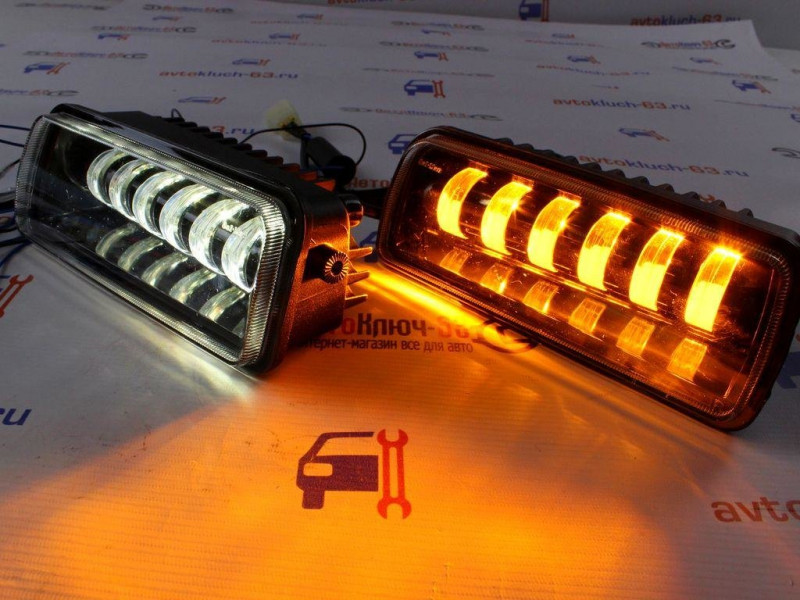 Светодиодные LED подфарники Лада Нива 4х4, URBAN, BRONTO Sal-Man с ДХО, бегающим поворотником, прожектором