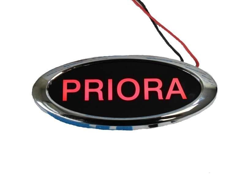 Светодиодный шильдик Лада Приора с надписью «PRIORA», красный