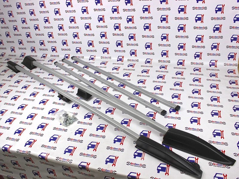 Рейлинги усиленные Лада Ларгус c 2012 с тремя поперечинами серебристый муар